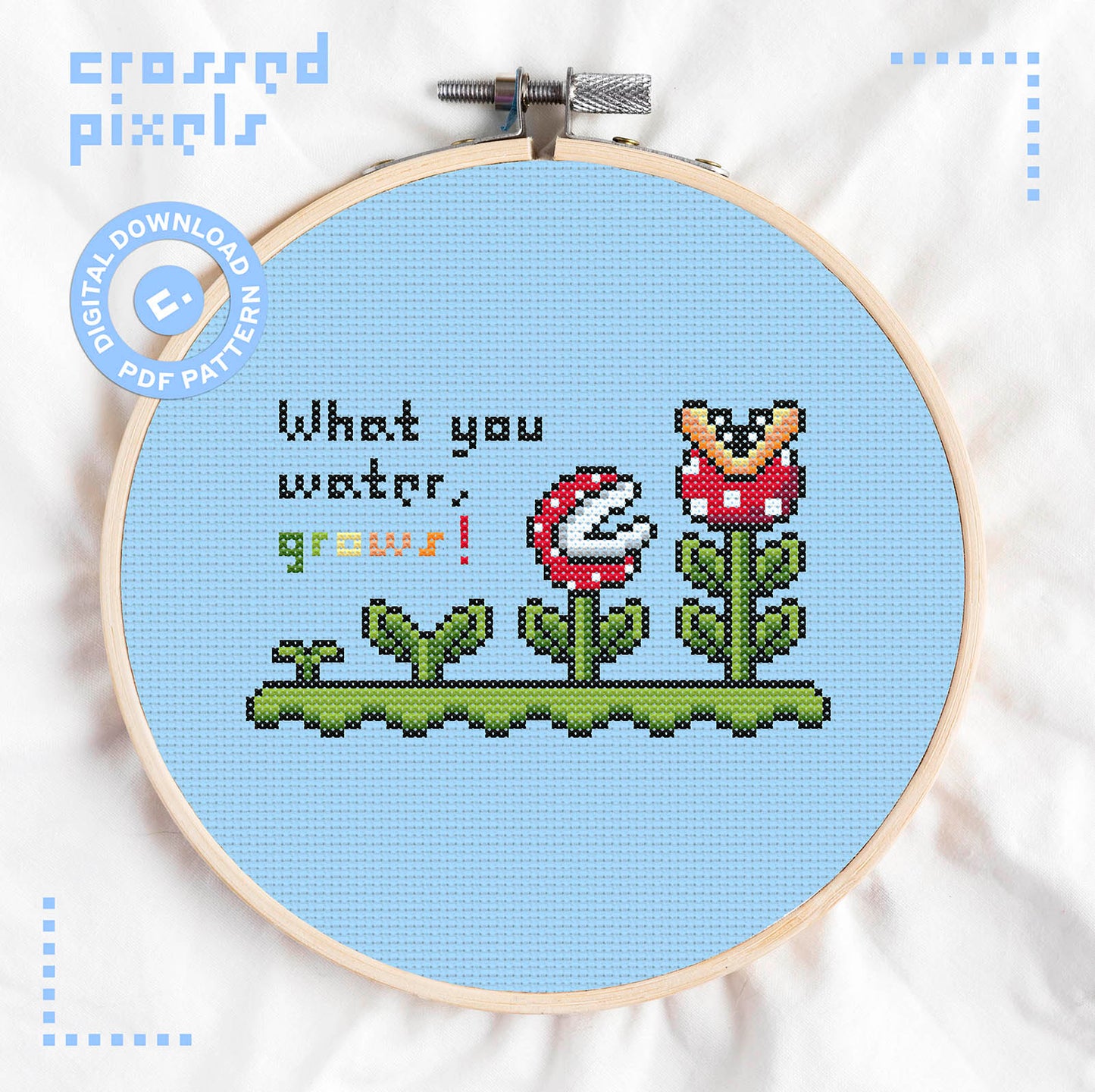 Pixel Art Cross Stitch Pattern Super Mario Piranha