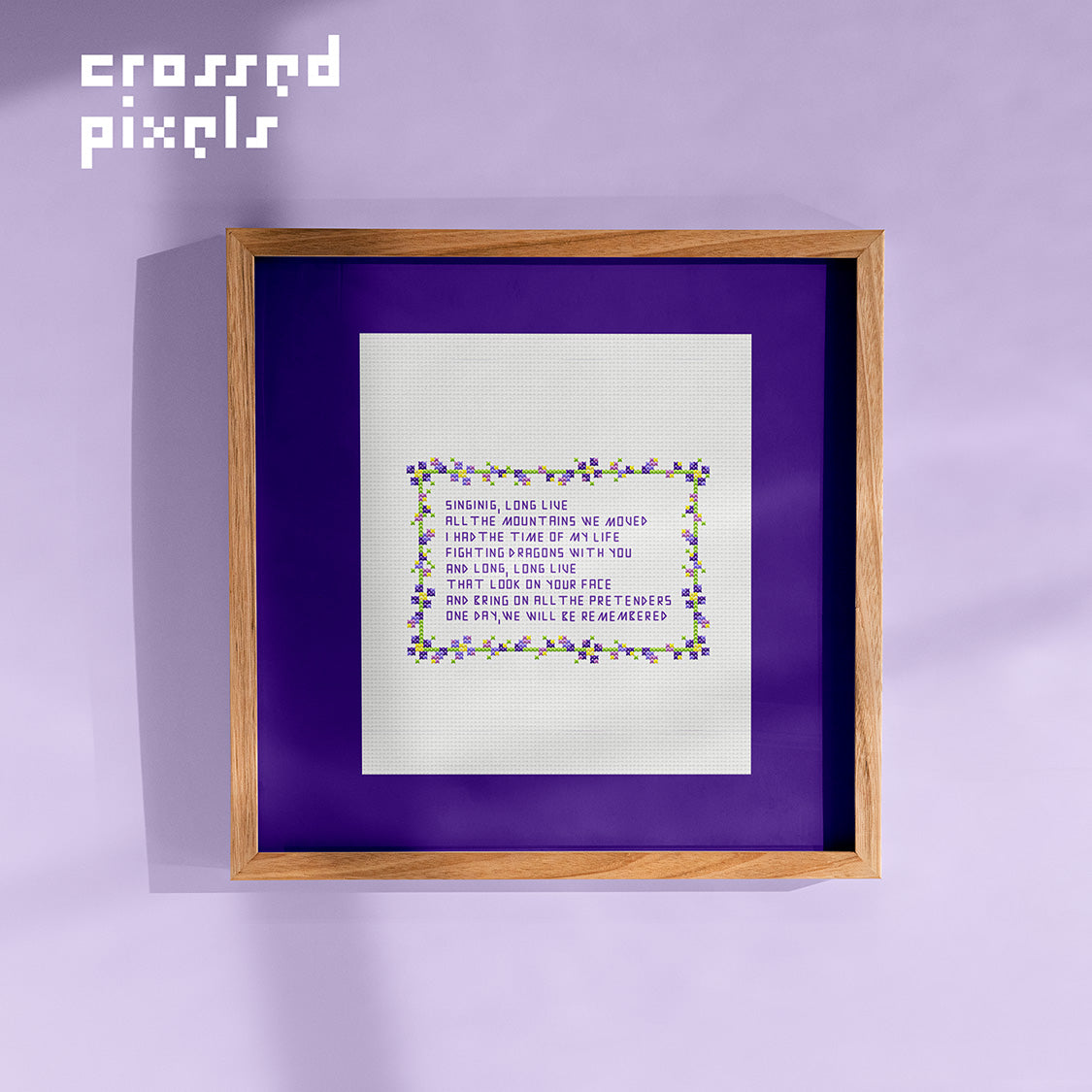 pixel art style cross stitch pattern of Taylor Swift lyrics