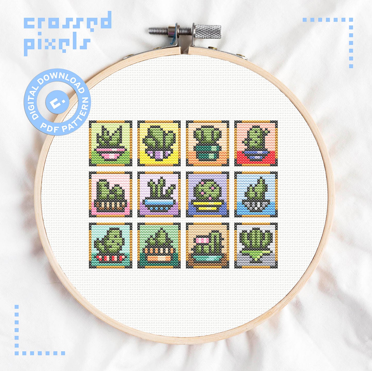 Pixel Art Cross Stitch Pattern Kawaii Succulent Plant Gallery