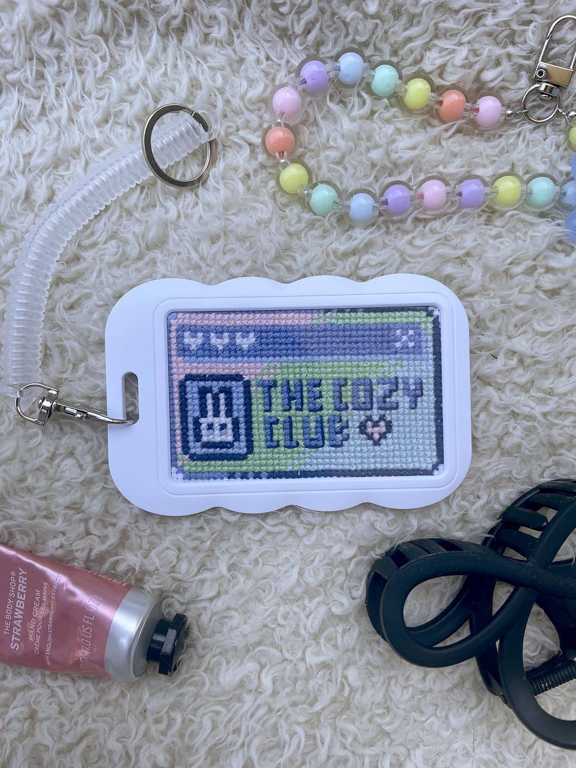 Pixel Art Cross Stitch Pattern Kawaii Cozy Club Card