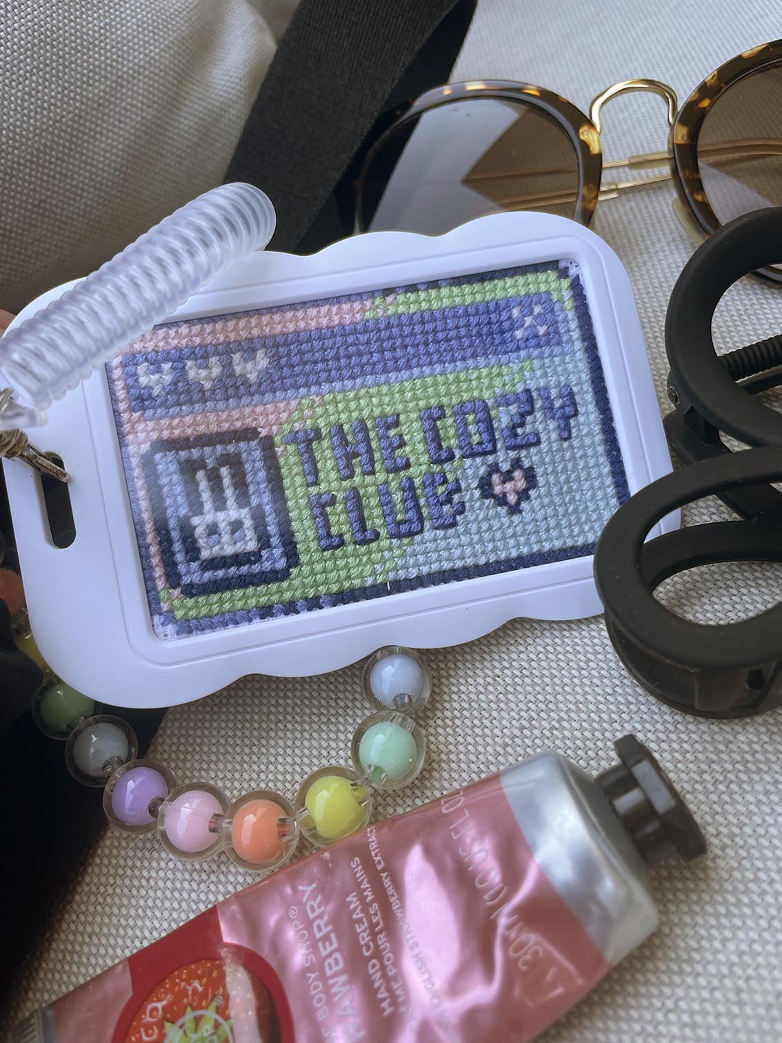 Pixel Art Cross Stitch Pattern Kawaii Cozy Club Card