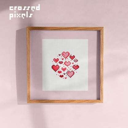 Free Pixel Art Cross Stitch Pattern Hearts