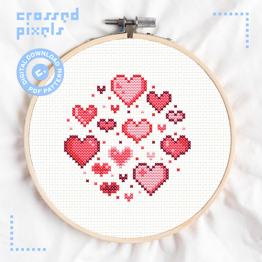 Free Pixel Art Cross Stitch Pattern Hearts