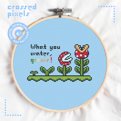 Pixel Art Cross Stitch Pattern Super Mario Piranha