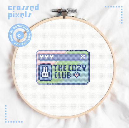 Pixel Art Cross Stitch Pattern Kawaii Cozy Club Card