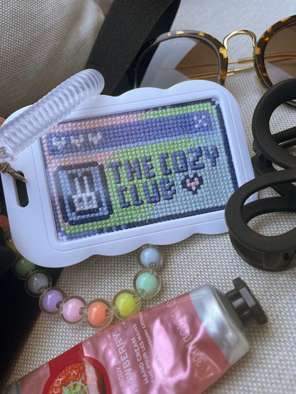 Pixel Art Cross Stitch Pattern Kawaii Cozy Club Card