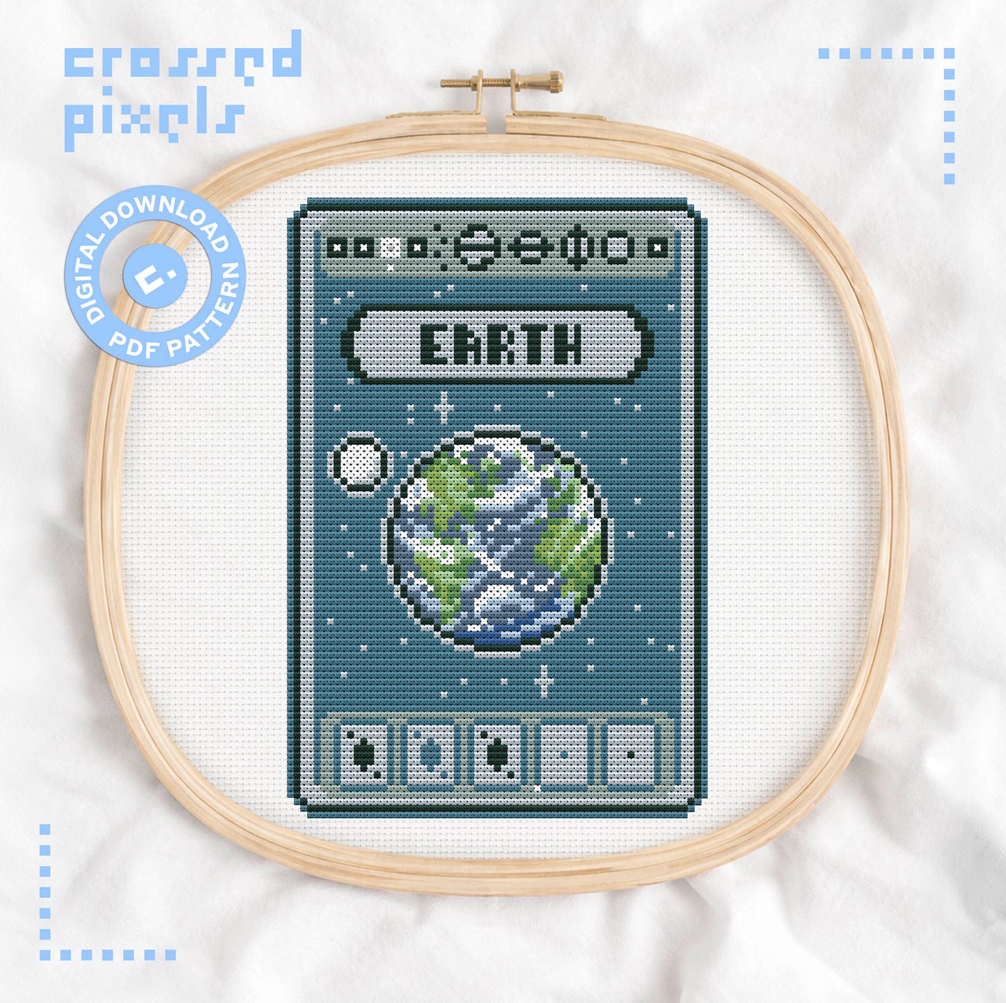 Cross Stitch pdf Pattern - Balatro Planet Cards Earth