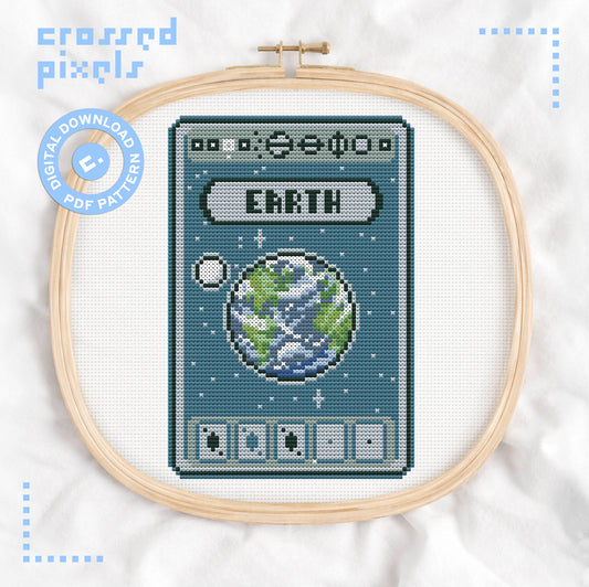 Cross Stitch pdf Pattern - Balatro Planet Cards Earth